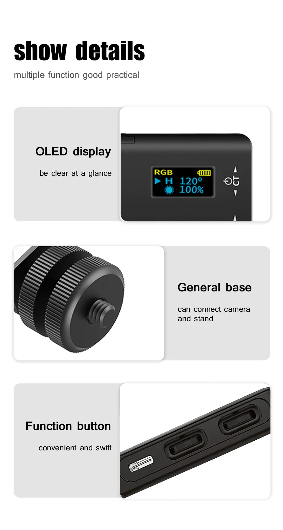 LED RGB Camera Light Full Color Output Video Light Kit Dimmable 2500K-9000K Bi-Color Panel Light CRI 95+ Rechargeable 3300mAh - Kergle