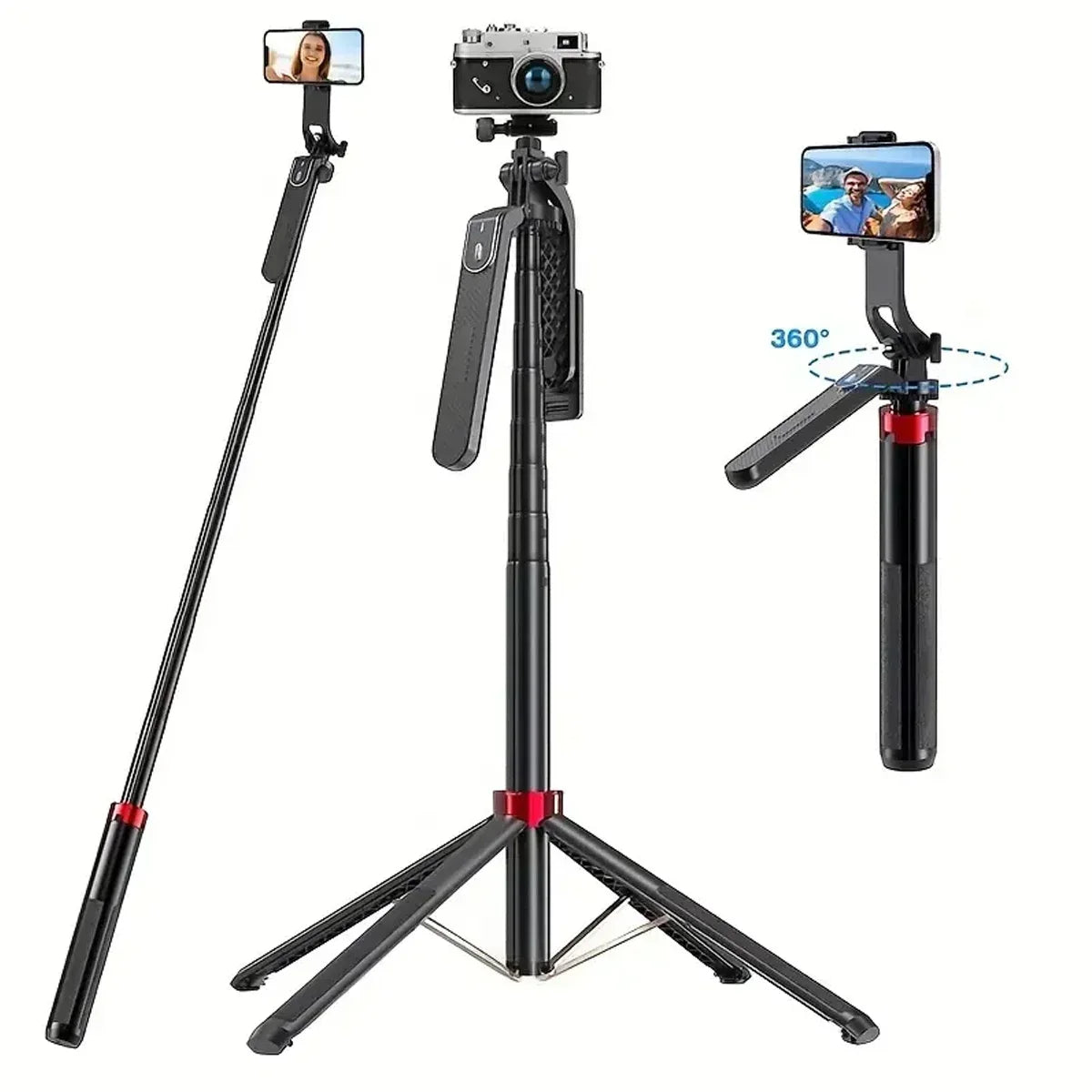 Portable camera tripod with wireless remote control and 360 ° rotation for video recording, video recording, and live streaming - Kergle