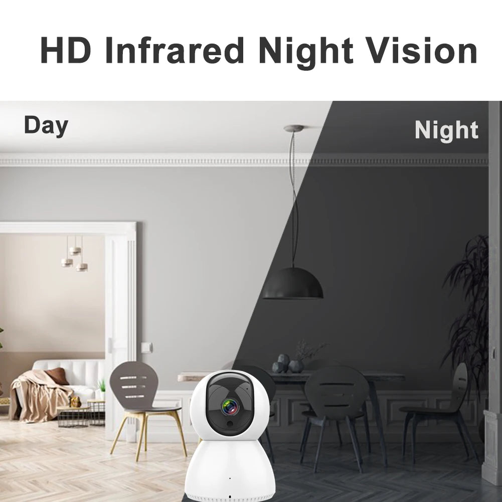 Smart Camera 1080P 360 Angle WiFi Night Vision Webcam Video IP Camera Baby Security Monitor AI Auto Tracking for Smartlife APP - Kergle
