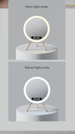 Smart Bluetooth Speaker Wireless Mirror Sound Box Desktop Alarm Clock with LED Night Light Music Player - Kergle