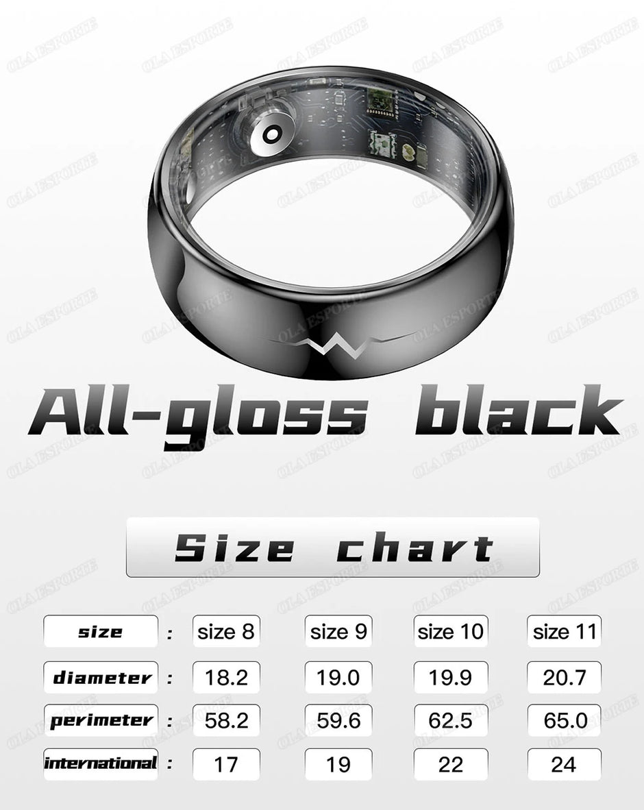 New ECG Monitor Smart Ring 2025 Heart Rate Blood Oxygen Health Monitoring Multi-sport Mode Temperature 3ATM Waterproof Smartring - Kergle