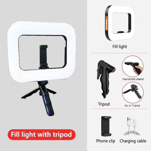 Portable Handheld Ring LED Light New Rabbit Cage Lighting Photography Lamp for Mobile Live Broadcast Selfie Light Decoration - Kergle
