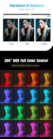 LED RGB Camera Light Full Color Output Video Light Kit Dimmable 2500K-9000K Bi-Color Panel Light CRI 95+ Rechargeable 3300mAh - Kergle