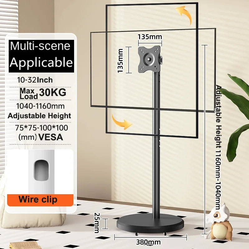 Rolling TV Cart for 10-42 Inch TV Stand Mobile Computer Stand Vertical Monitor Stand Screen Hanger Floor Art Display Stand - Kergle