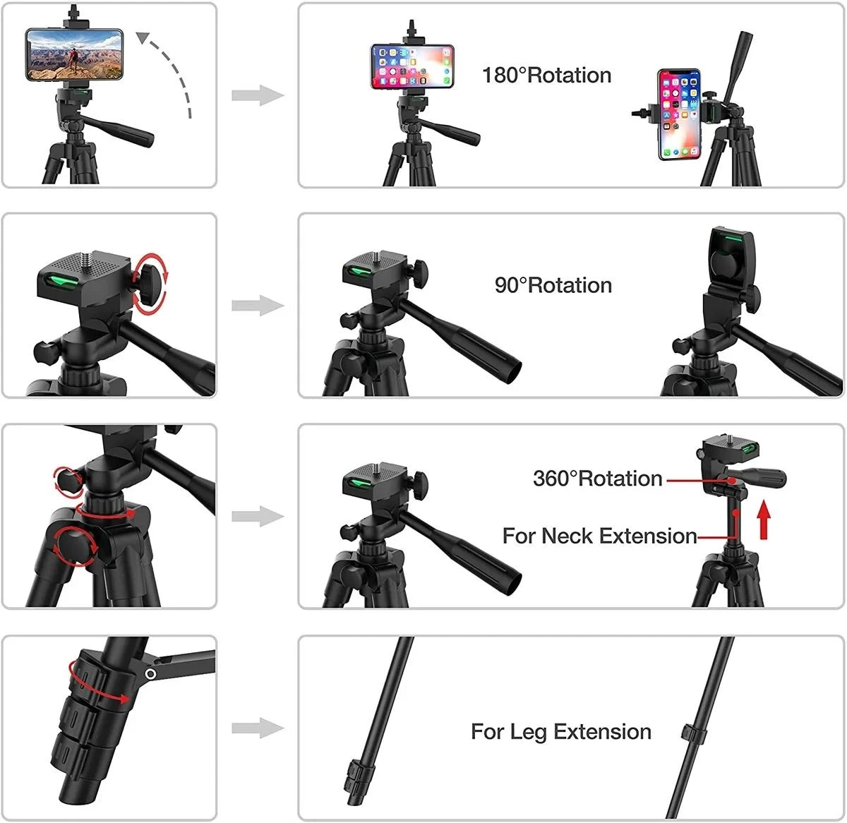 Tripod For Phone Camera Tripod Stand with Bluetooth Remote Phone Holder Lightweight Universal Photography For Xiaomi Huawei DSLR - Kergle
