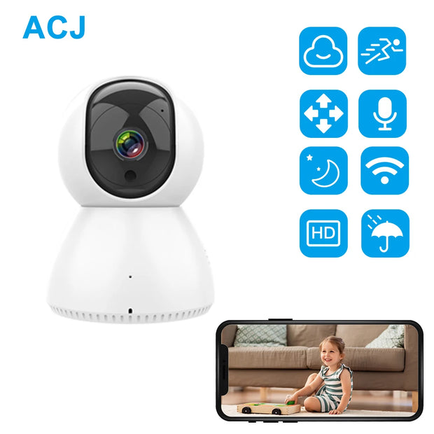 Smart Camera 1080P 360 Angle WiFi Night Vision Webcam Video IP Camera Baby Security Monitor AI Auto Tracking for Smartlife APP - Kergle