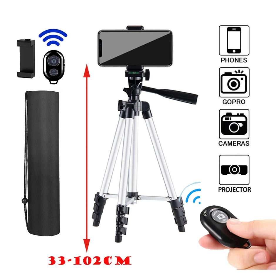 Tripod For Phone Camera Tripod Stand with Bluetooth Remote Phone Holder Lightweight Universal Photography For Xiaomi Huawei DSLR - Kergle