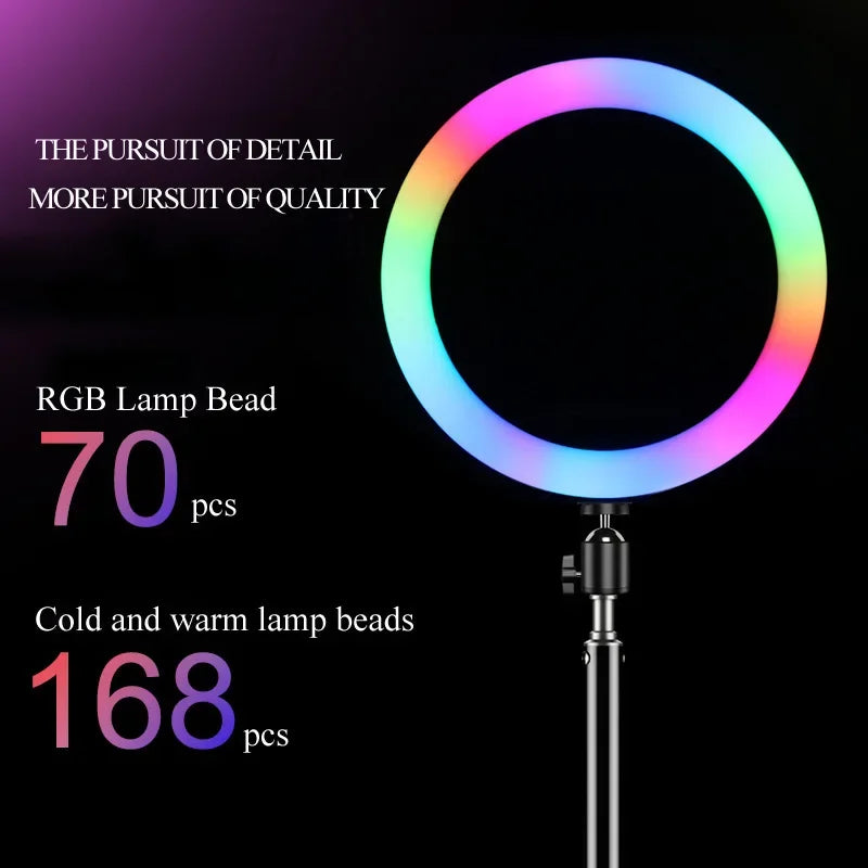 RGB Ring Light Lamp Ring Round With Remote Control For Smartphone Mobile Led Video Light Ring Make Youtube Photographic Lighting - Kergle