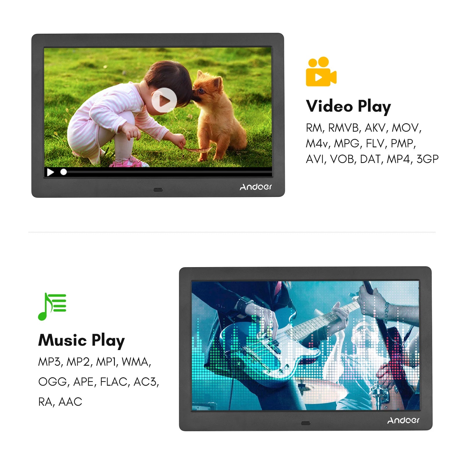 10 Inch Wide LCD Screen Digital Photo Frame 1024 * 600 High Resolution Electronic Photo Frame with MP3 MP4 Video Player Calendar