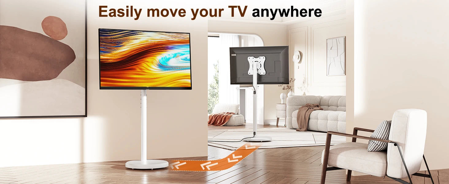 Rolling TV Cart for 10-42 Inch TV Stand Mobile Computer Stand Vertical Monitor Stand Screen Hanger Floor Art Display Stand - Kergle