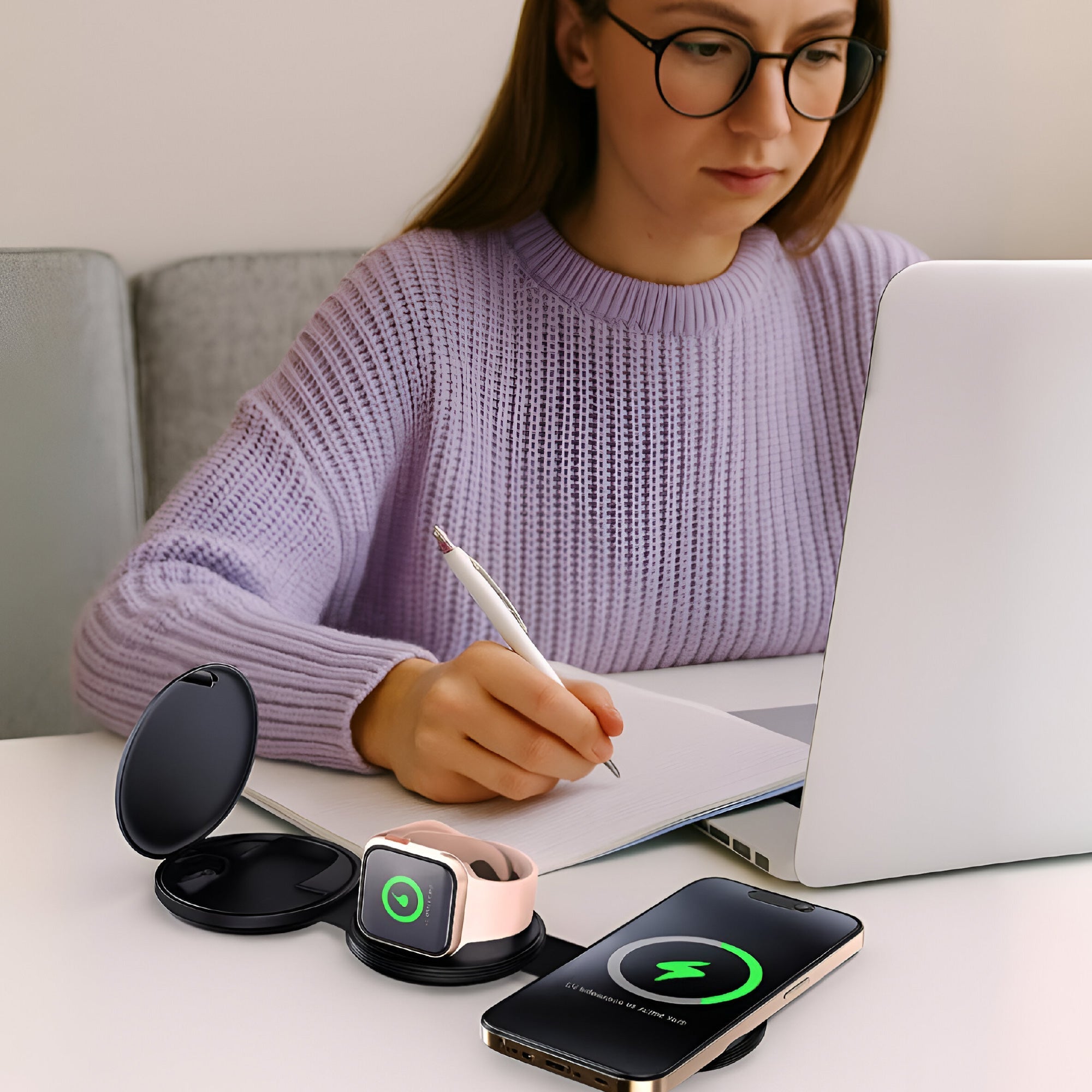 Complete Wireless Charging & Comfort Bundle – Sip & Charge 2-in-1 Mug Warmer + 5-in-1 Folding Charging Station-3